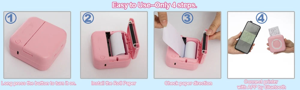 KGG Mini Portable Thermal Printer Paper Photo Pocket Thermal Printer Printing Wireless BT Connect Printers 200dpi Photo Lable