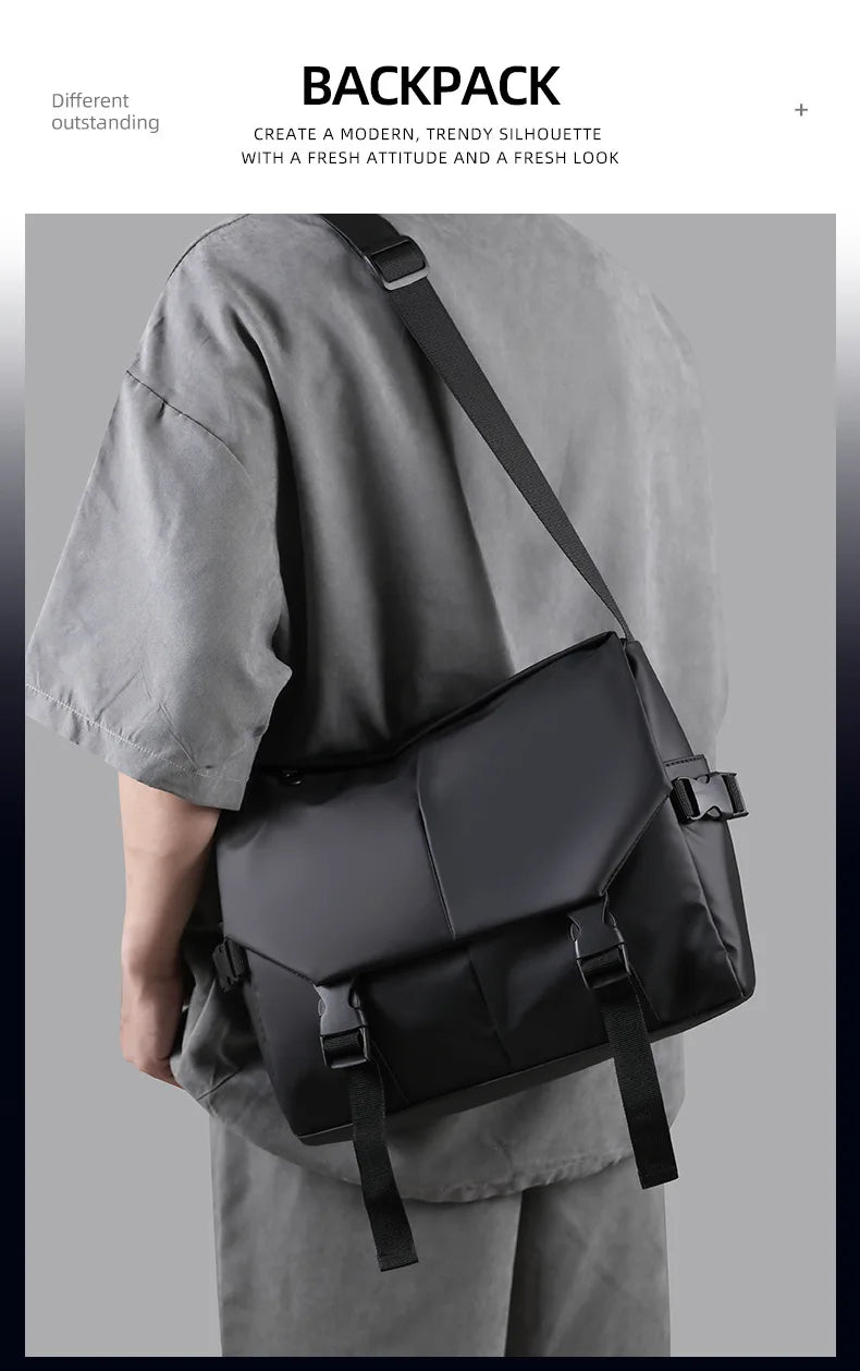 Men Motorcycle Cycling Messenger Bags Waterproof Big Crossbody Shoulder Bag Personalized Hip Hop Street Travel Cross Bag Male
