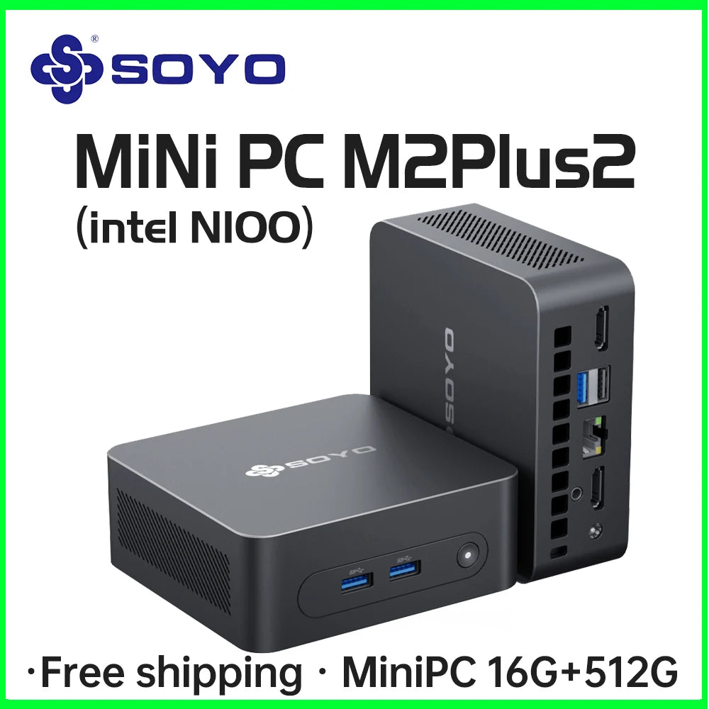 SOYO M2 PLUS 2 Mini PC Intel Alder Lake N100 Windows 11 Pro MiniPC 16GB DDR4 512GB PCIe M.2 SSD WiFi 5 BT5.0 Desktop Computer