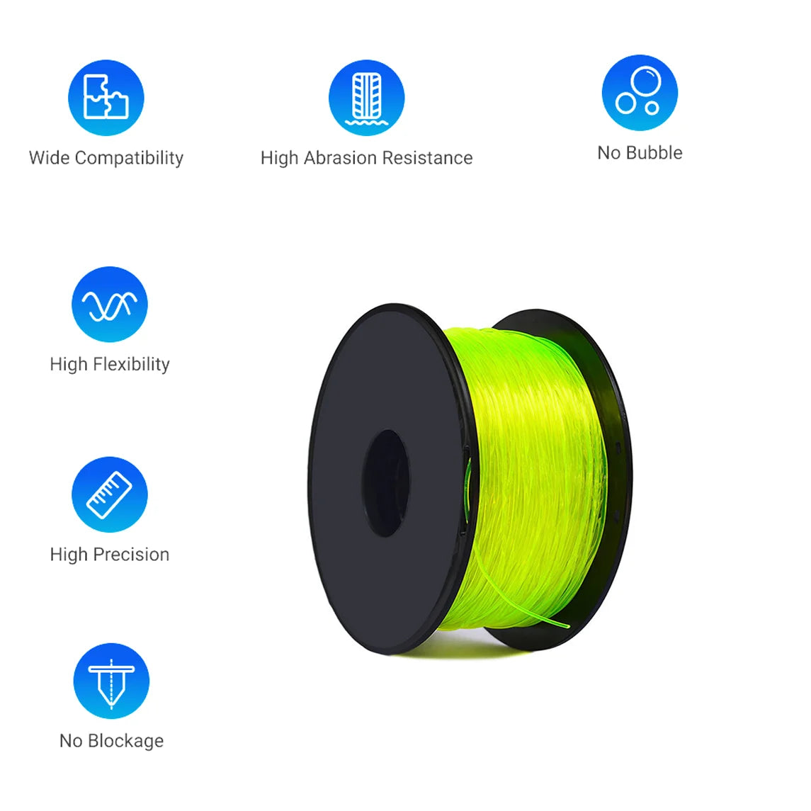 TPU 3D Printer Flexible Filament 250g 1.75mm Length 80M