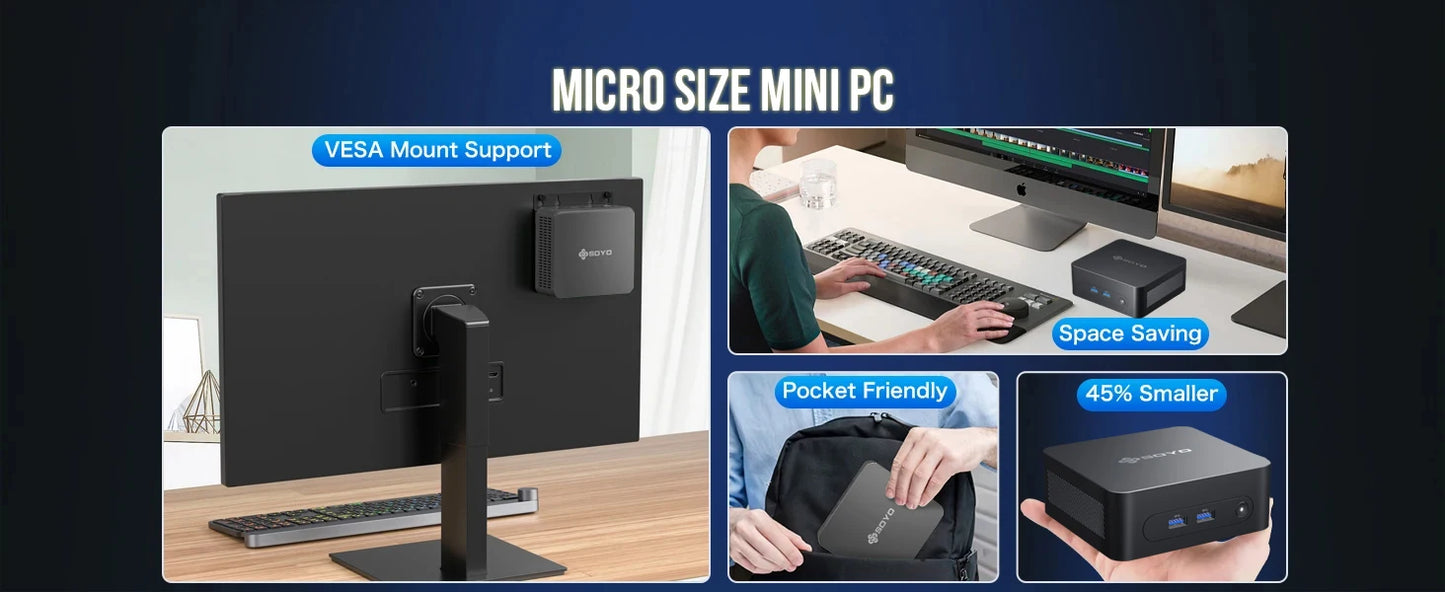 SOYO M2 PLUS 2 Mini PC Intel Alder Lake N100 Windows 11 Pro MiniPC 16GB DDR4 512GB PCIe M.2 SSD WiFi 5 BT5.0 Desktop Computer