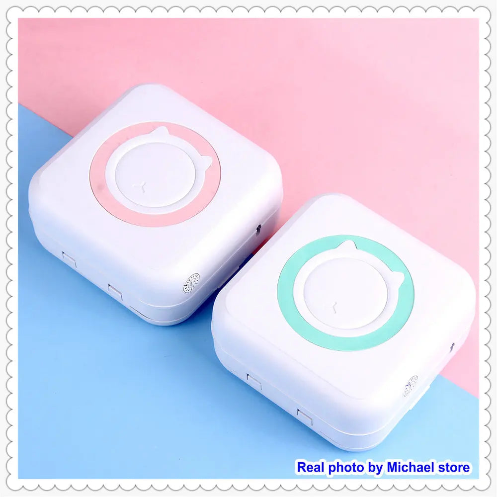 KGG Mini Portable Thermal Printer Paper Photo Pocket Thermal Printer Printing Wireless BT Connect Printers 200dpi Photo Lable