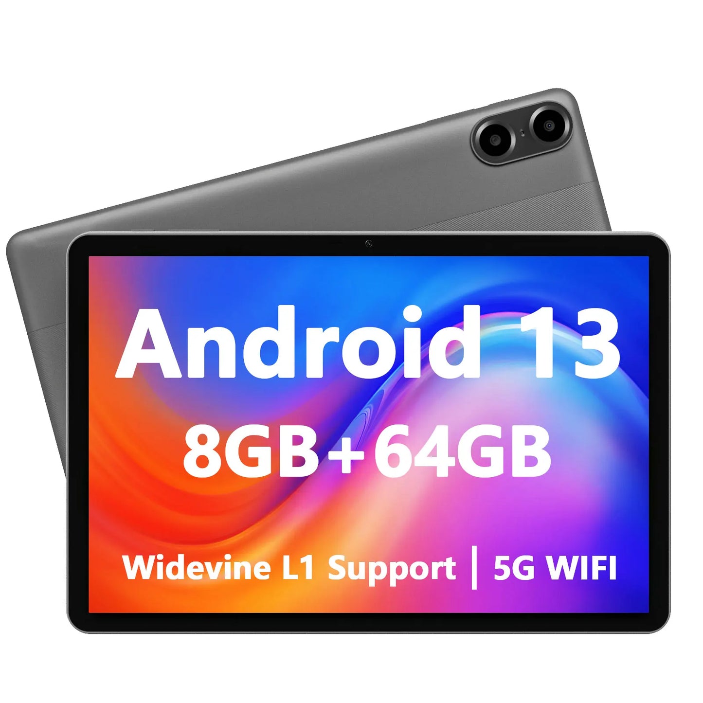 PRITOM 10 Inch Android 13 Tablet, 8(4+4)GB+64GB 1TB Expand, WiFi 6, Dual Box Speakers and Camera, BT5.0, with Mechanical Style C