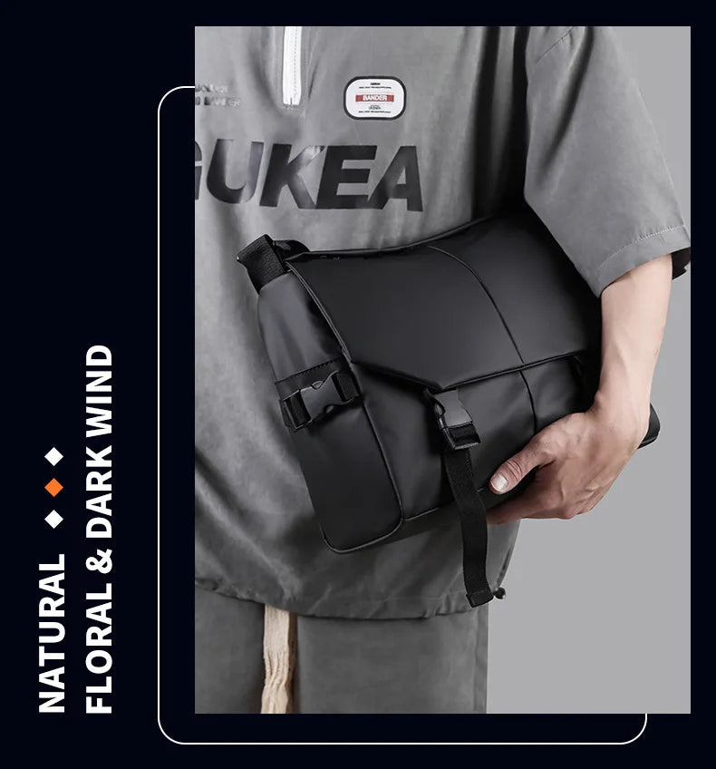 Men Motorcycle Cycling Messenger Bags Waterproof Big Crossbody Shoulder Bag Personalized Hip Hop Street Travel Cross Bag Male