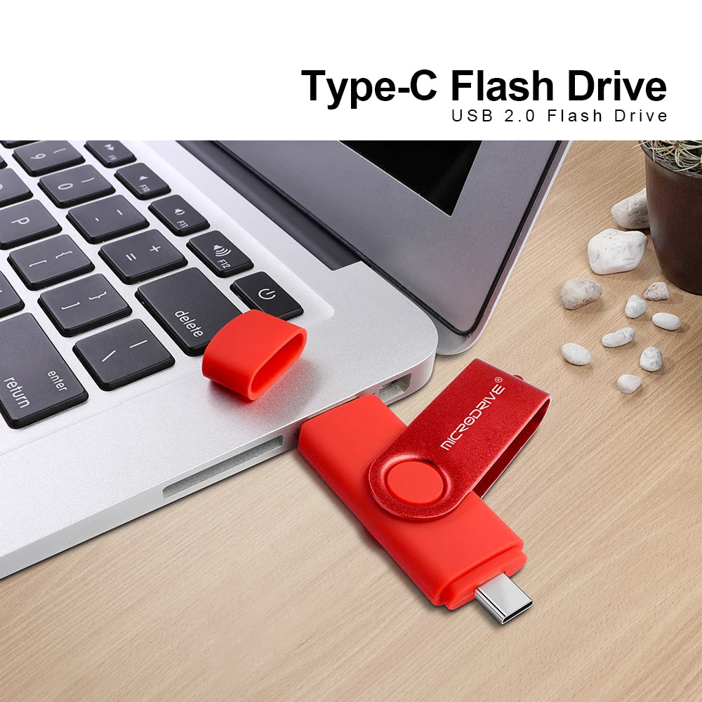 Metal USB Flash Drive 128GB 64GB 32GB High Speed 16GB 8GB Pen Drive Smart Phone OTG 2 IN 1 Memoria Usb Stick Type C Usb 2.0