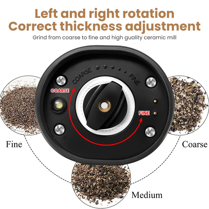 Rechargeable USB Electric Automatic Salt and Pepper Grinder Set Gravity Spice Mill Adjustable Spices Grinder Kitchen Tools