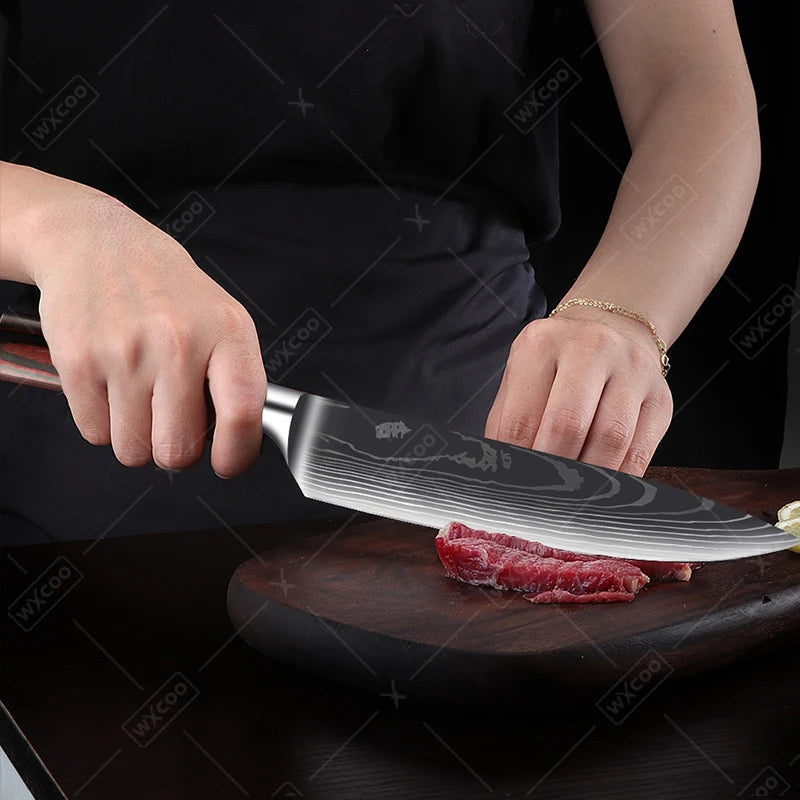 Professiona Japanese Chef Knife Kitchen Knives Santoku Slicing Utility Bread Meat Cleaver Butcher Stainless Steel Cooking Knife