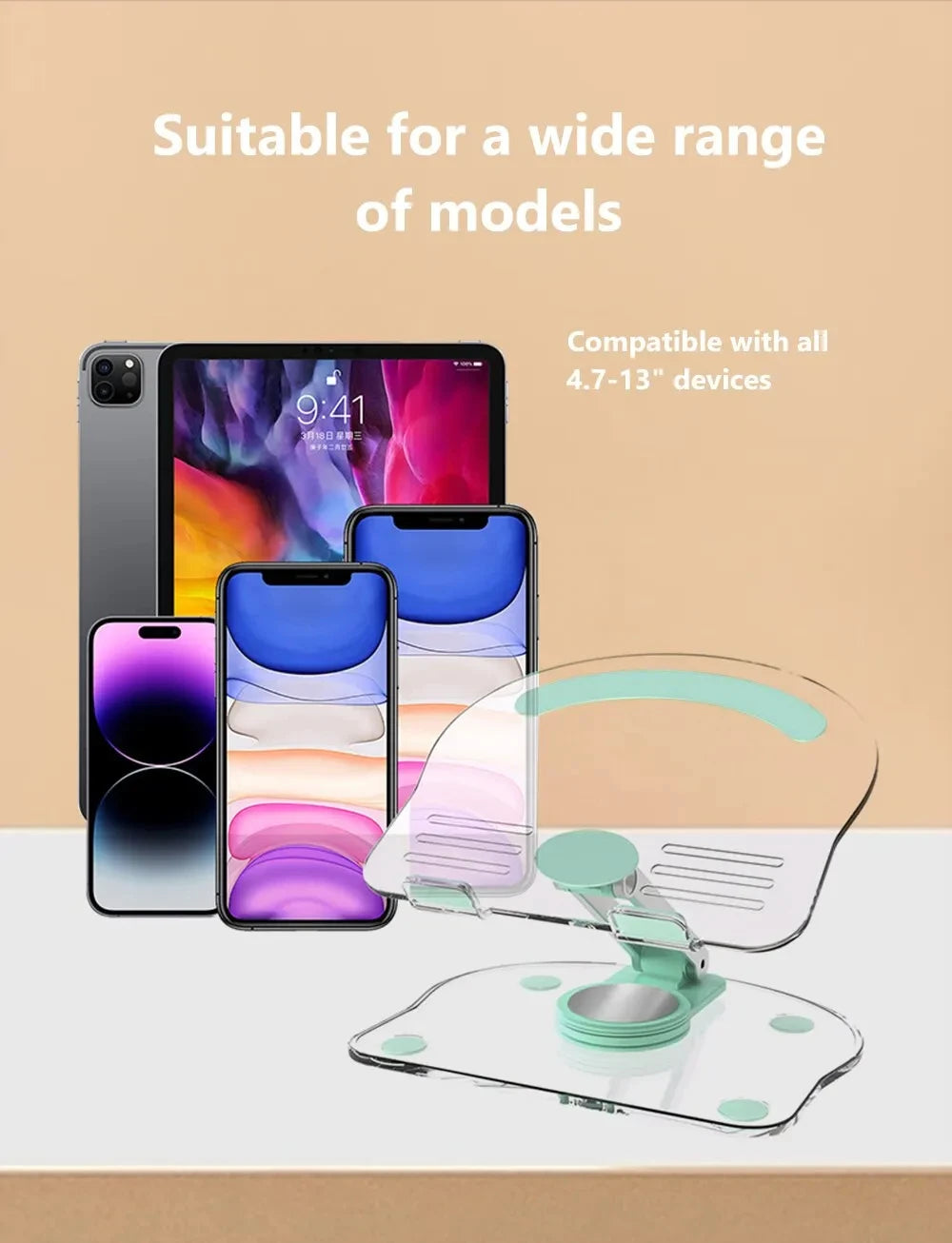 Transparent Rotating Stand Acrylic Plate Desktop Mobile Phone Tablet Universal Live Folding Adjustment Computer Support Stand