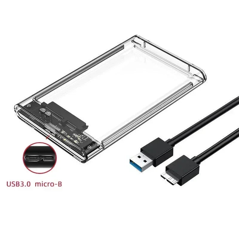 USB 3.0/Type C HDD Enclosure 2.5 inch SATA SSD External Hard Drive Case with 5Gbps Transfer Speed Clear Harddisk Boxs Tool-Free