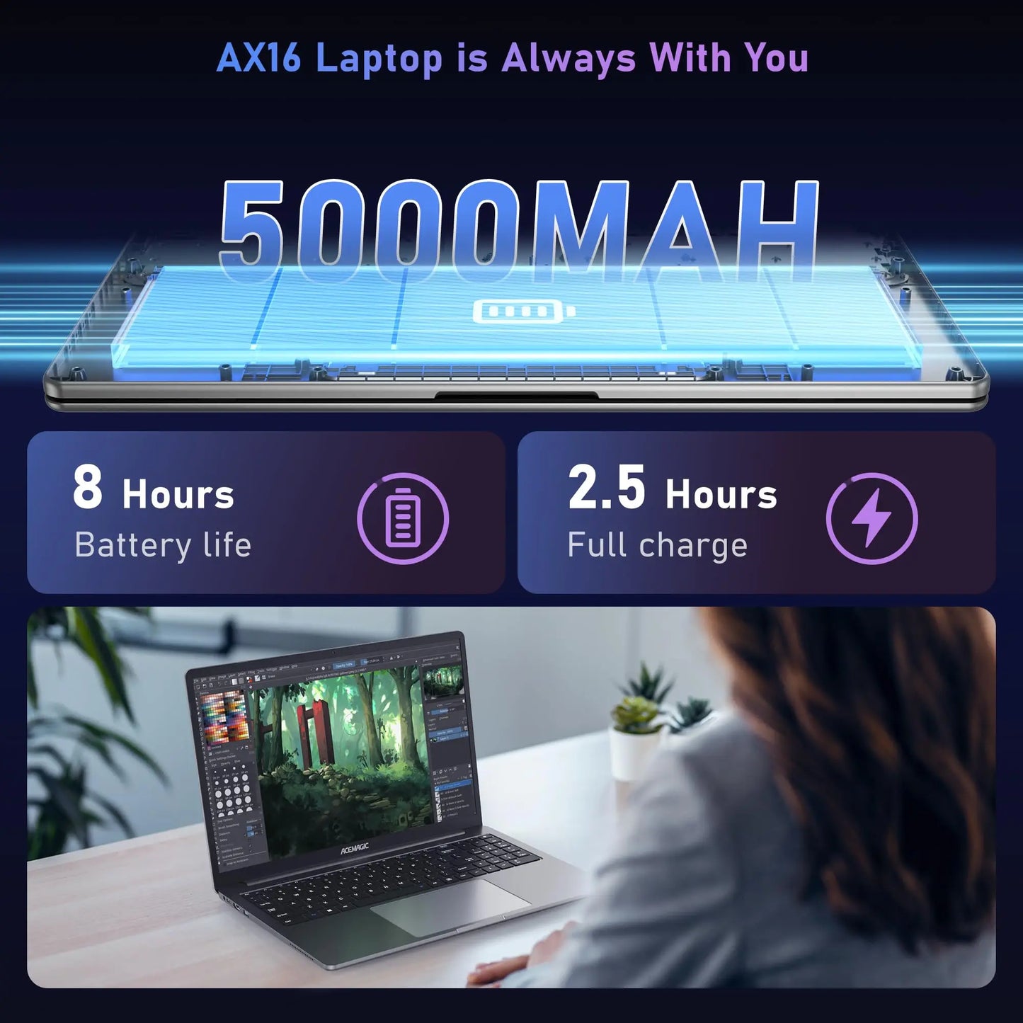 ACEMAGIC 16 "Ultra Slim Laptop 16GB RAM GB SSD Intel N95 Notebook Gamer 1920 * Office Study Computer PC Windows 11