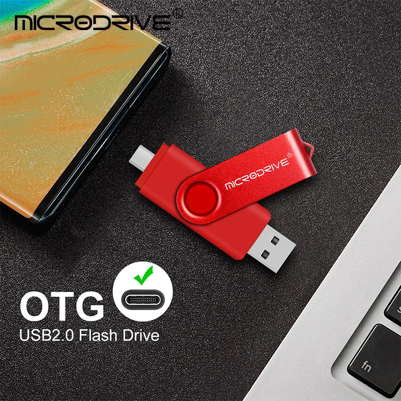 Metal USB Flash Drive 128GB 64GB 32GB High Speed 16GB 8GB Pen Drive Smart Phone OTG 2 IN 1 Memoria Usb Stick Type C Usb 2.0