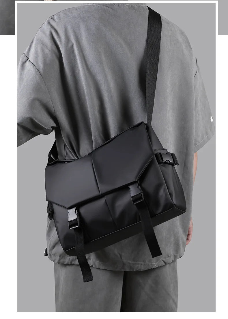 Men Motorcycle Cycling Messenger Bags Waterproof Big Crossbody Shoulder Bag Personalized Hip Hop Street Travel Cross Bag Male