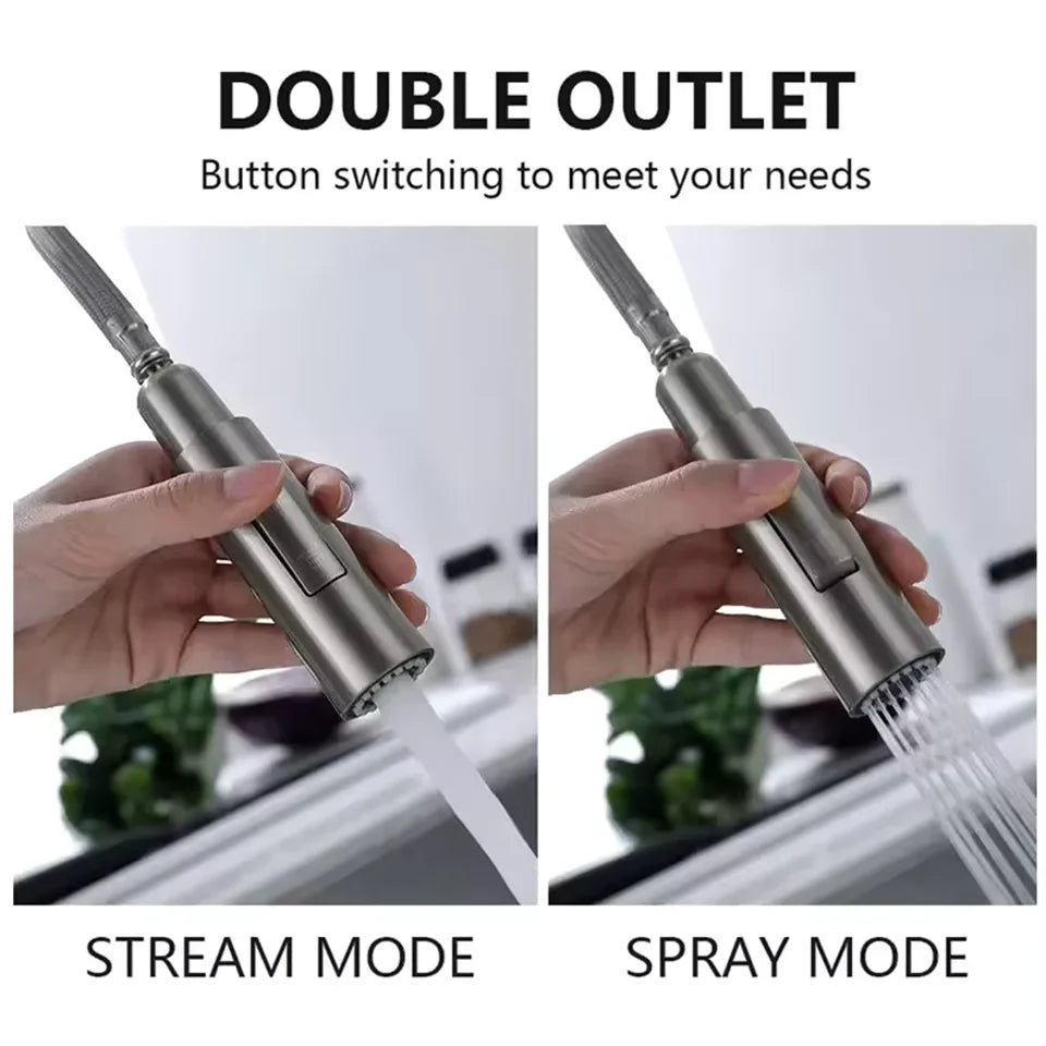 Grifo extraíble para fregadero de cocina, grifos mezcladores de agua fría y caliente con dos funciones, montado en cubierta