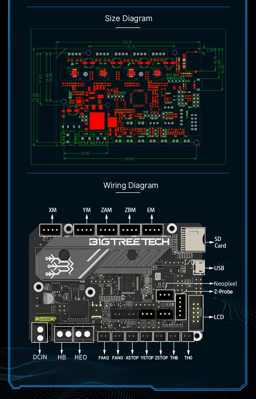 BIGTREETECH SKR MINI E3 V3.0 3D Motherboard MINI E3 V2 TMC2209 3D Printer Accessories For Ender 3 Upgrade BTT SKR V1.4 Turbo