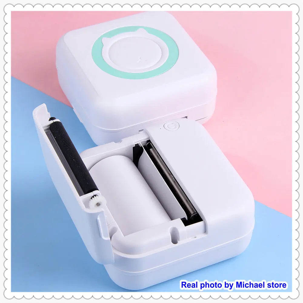 KGG Mini Portable Thermal Printer Paper Photo Pocket Thermal Printer Printing Wireless BT Connect Printers 200dpi Photo Lable