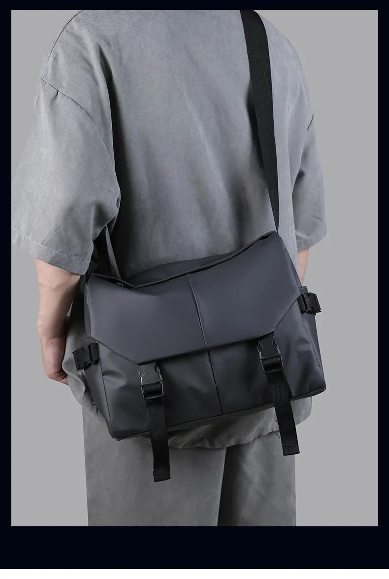 Men Motorcycle Cycling Messenger Bags Waterproof Big Crossbody Shoulder Bag Personalized Hip Hop Street Travel Cross Bag Male
