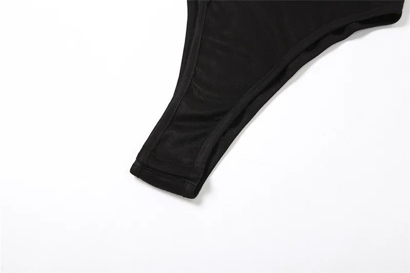 Goth Dark Hollow Out High Cut Sexy Y2k Bodysuits Cyber Gothic Solid Bodycon Women Tops Techwear Sleeveless Chic Skinny Bodysuit