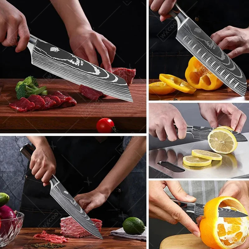 Professiona Japanese Chef Knife Kitchen Knives Santoku Slicing Utility Bread Meat Cleaver Butcher Stainless Steel Cooking Knife