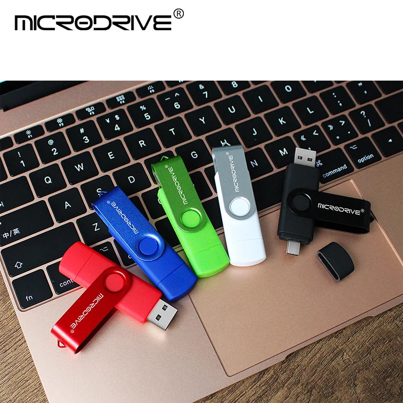 Metal USB Flash Drive 128GB 64GB 32GB High Speed 16GB 8GB Pen Drive Smart Phone OTG 2 IN 1 Memoria Usb Stick Type C Usb 2.0