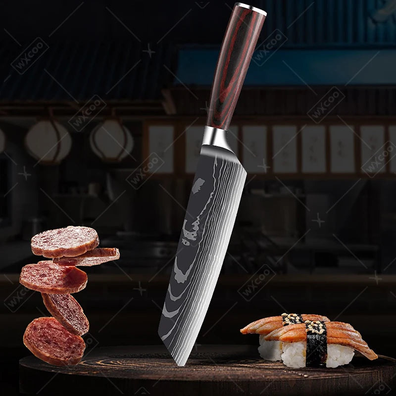 Professiona Japanese Chef Knife Kitchen Knives Santoku Slicing Utility Bread Meat Cleaver Butcher Stainless Steel Cooking Knife
