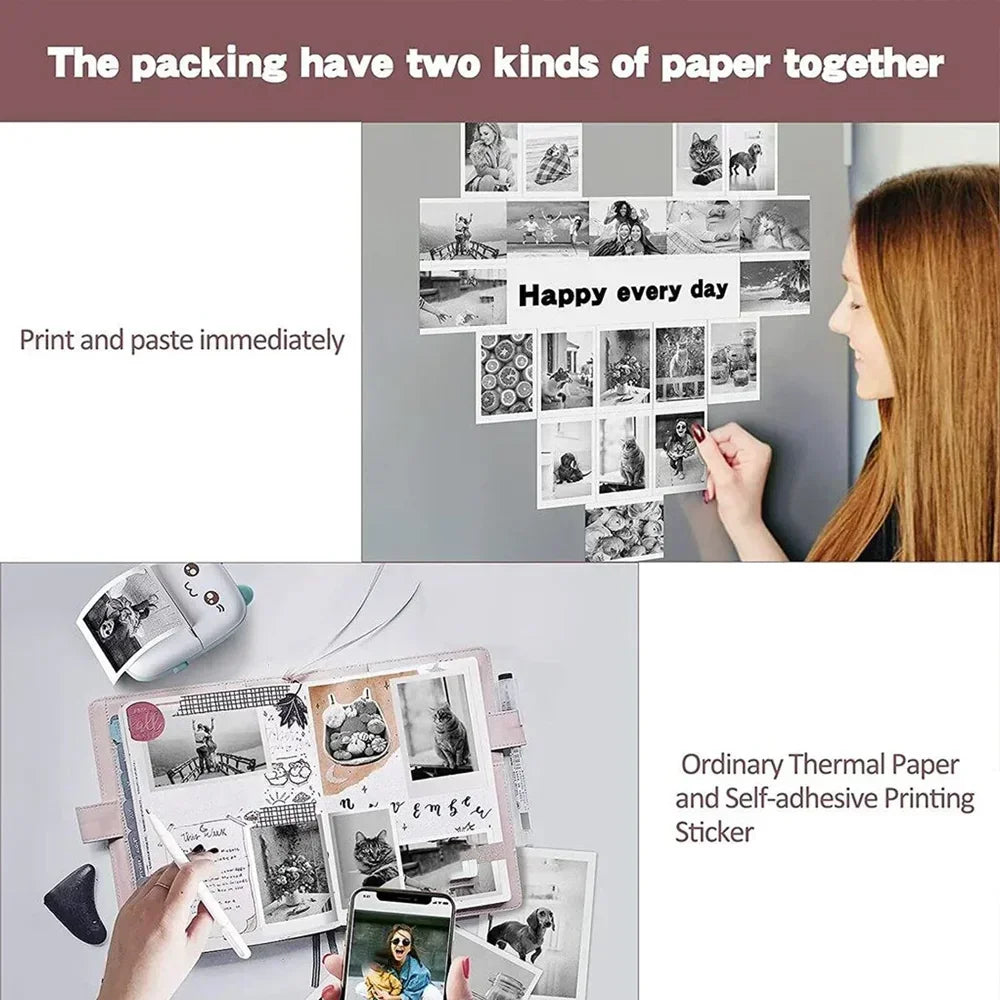 Thermal Paper MINI Printing Self-adhesive Label Sticker For Mini Printers Pose Machine Kid Camera Stickers 57mm Width Rolls