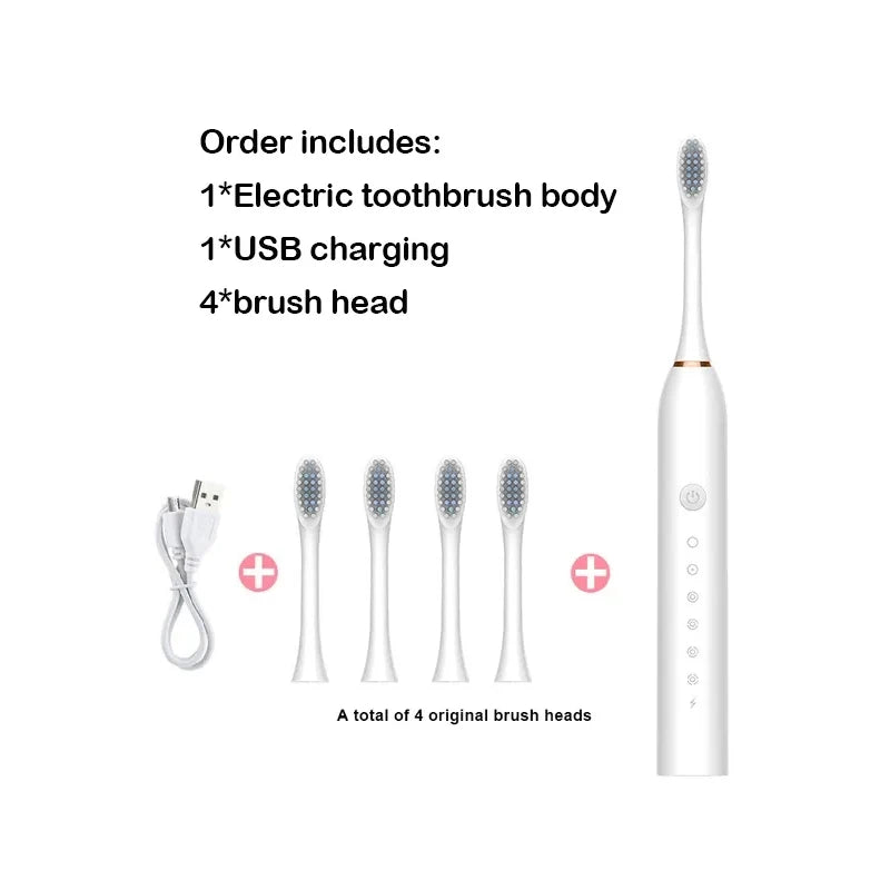Electric Ultrasonic Toothbrush Six Speed Mode Home Soft Hair USB Charging Waterproof Adult Tooth Cleaner Automatic Couple Set