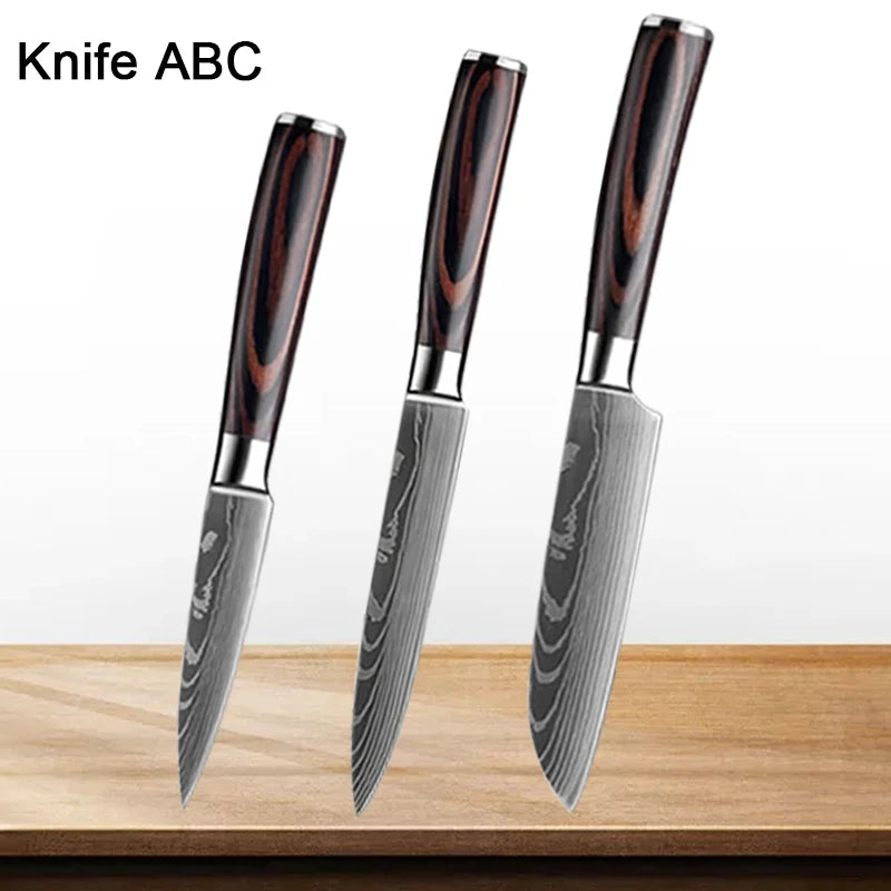 Professiona Japanese Chef Knife Kitchen Knives Santoku Slicing Utility Bread Meat Cleaver Butcher Stainless Steel Cooking Knife