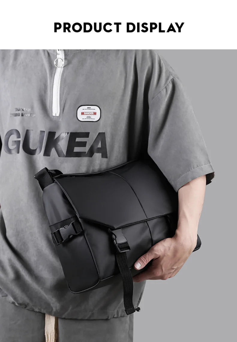 Men Motorcycle Cycling Messenger Bags Waterproof Big Crossbody Shoulder Bag Personalized Hip Hop Street Travel Cross Bag Male