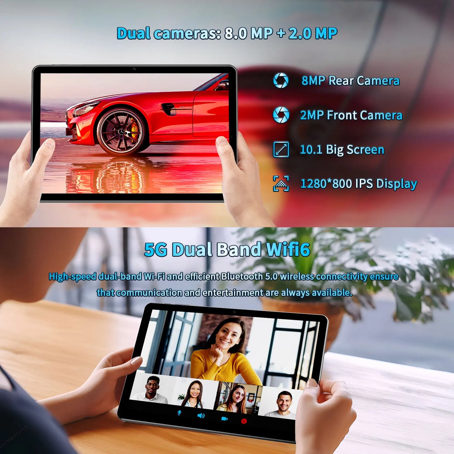 PRITOM 10 Inch Android 13 Tablet, 8(4+4)GB+64GB 1TB Expand, WiFi 6, Dual Box Speakers and Camera, BT5.0, with Mechanical Style C