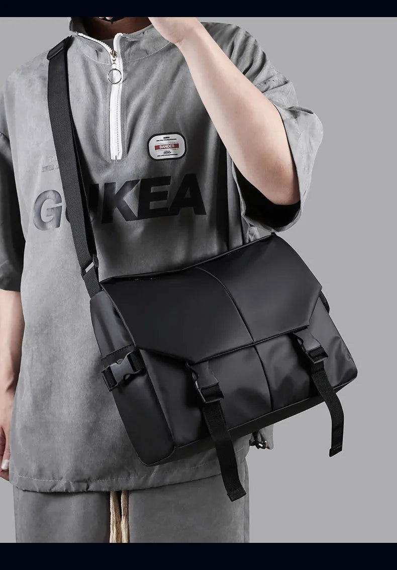 Men Motorcycle Cycling Messenger Bags Waterproof Big Crossbody Shoulder Bag Personalized Hip Hop Street Travel Cross Bag Male
