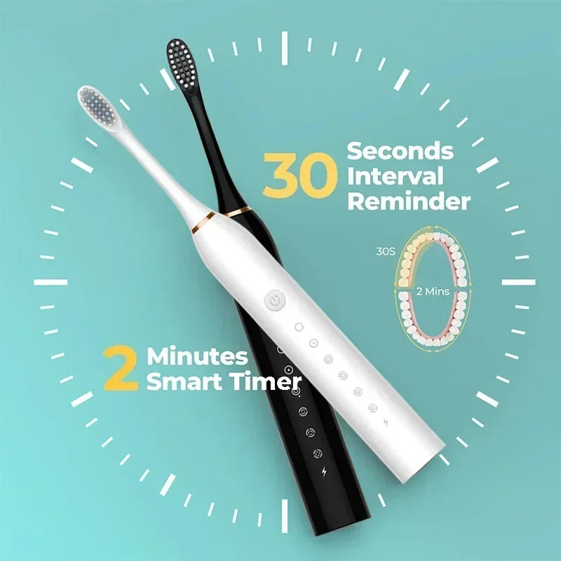Electric Ultrasonic Toothbrush Six Speed Mode Home Soft Hair USB Charging Waterproof Adult Tooth Cleaner Automatic Couple Set