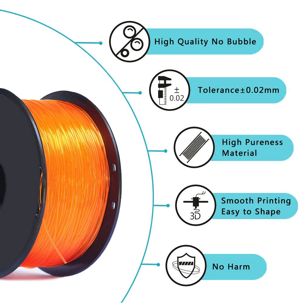 TPU 3D Printer Flexible Filament 250g 1.75mm Length 80M