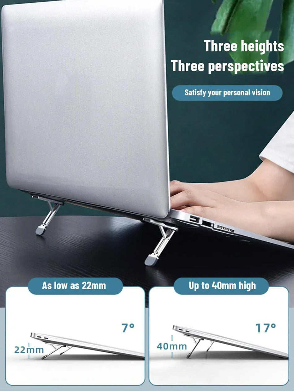 Laptop Stand Aluminum Alloy Mini Folding Holder 3 Height Adjustment Notebooks Bracket Accessories For Macbook Smart Phone