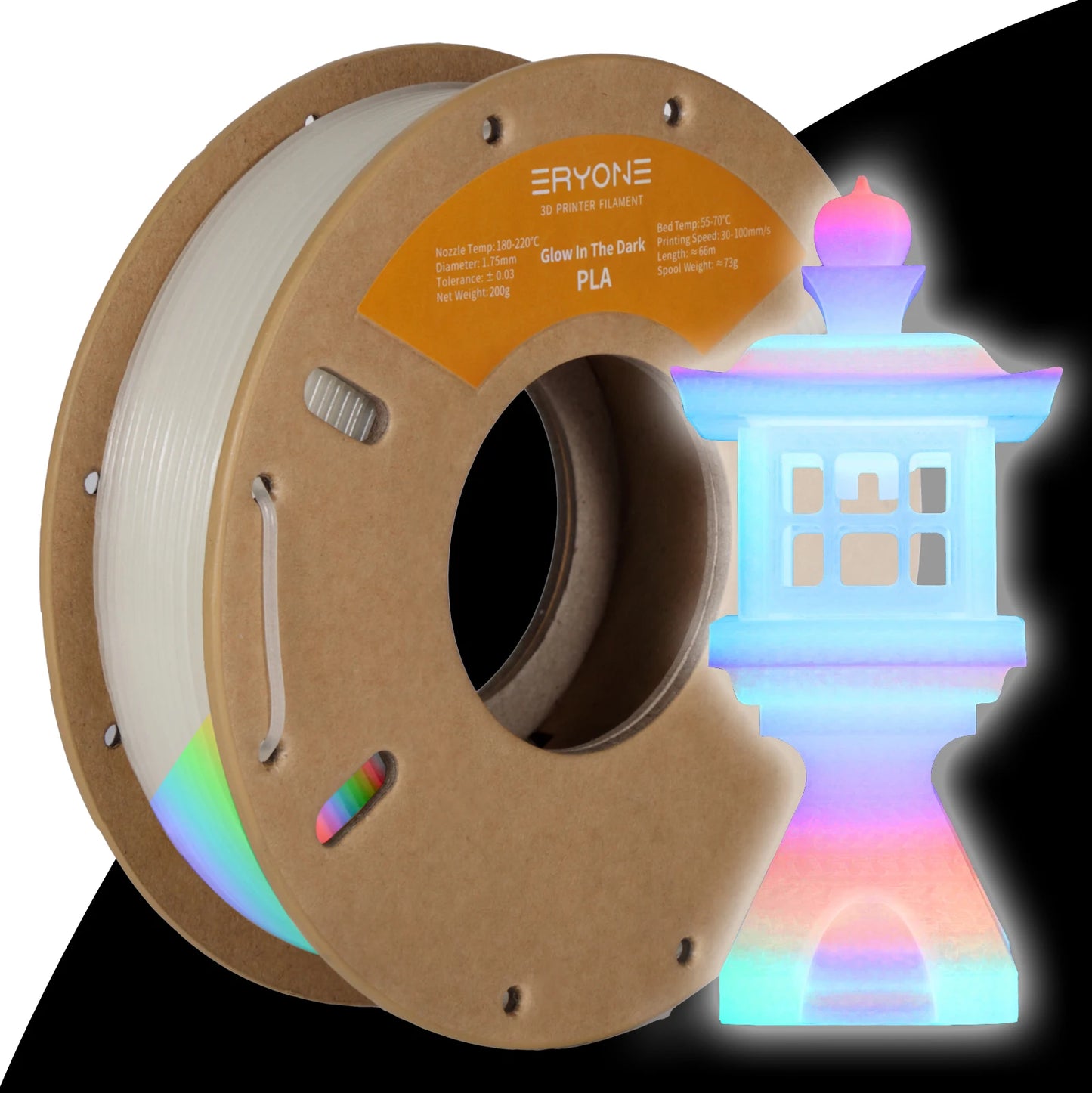 Eryone 250G Luminous PLA Filament 1.75mm Glow In The Dark Plastic PLA 3D Printing Materials High Quality Wholesale Fast Shipping