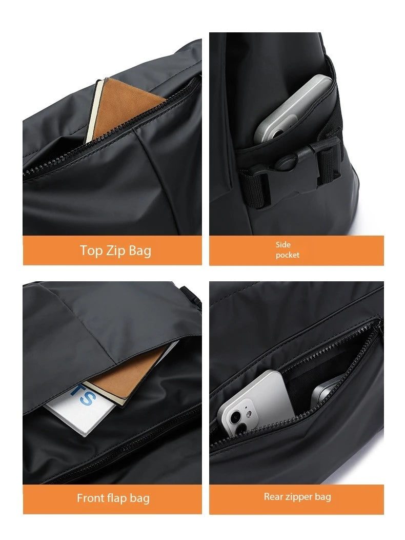 Men Motorcycle Cycling Messenger Bags Waterproof Big Crossbody Shoulder Bag Personalized Hip Hop Street Travel Cross Bag Male