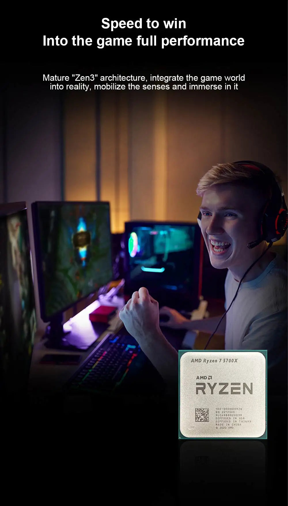 AMD New Ryzen 7 5700X R7 5700X 3.4GHz 8 Core 16 Thread CPU Processor 7NM L3=32M Socket AMD AM4 Gaming processador процессор