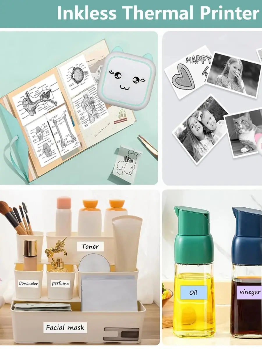 Portable Mini Printer, Wireless Photo Printer ,Ink-Free Thermal Printing For Notes Photos Memos For Android IOS