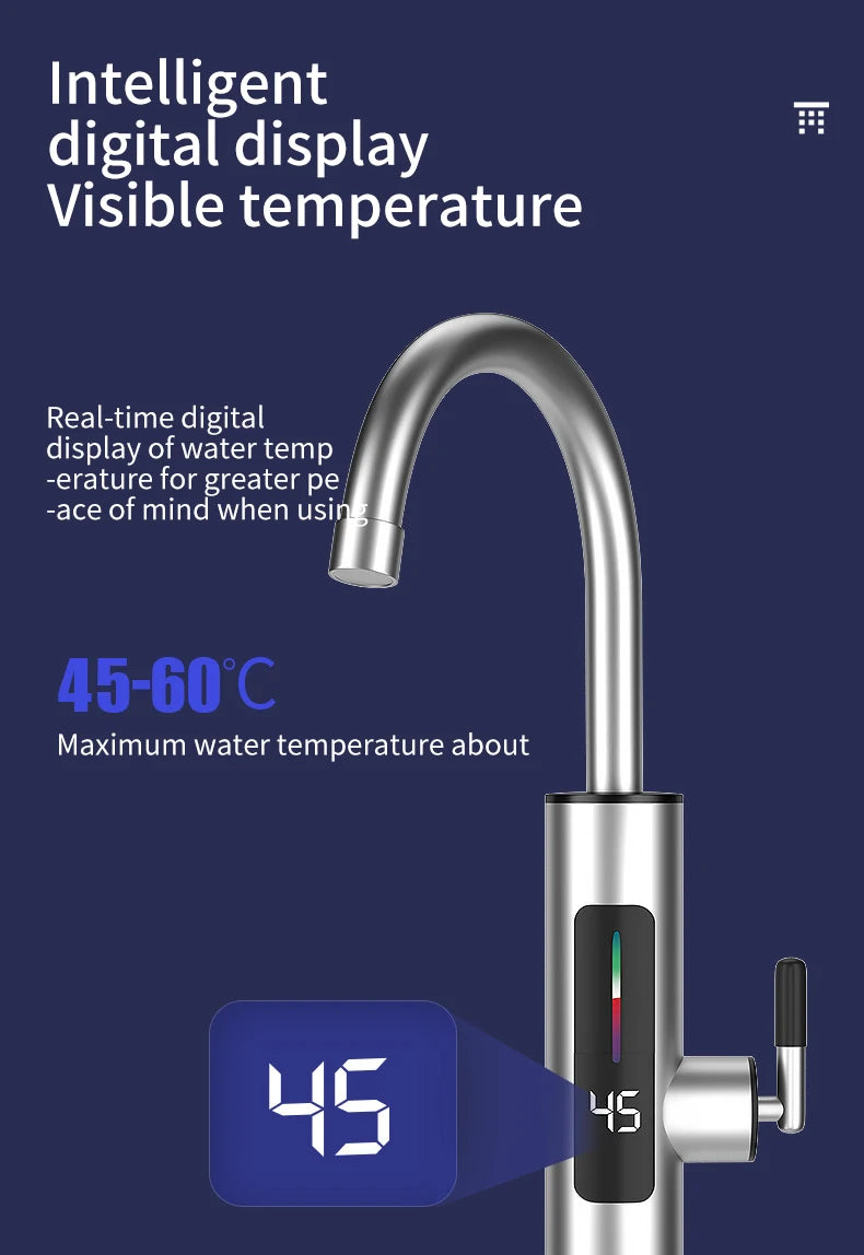 3000W 220V Electric Kitchen Water Heater Tap Instant Hot stainless steel Water Faucet Heater Cold Heating Faucet