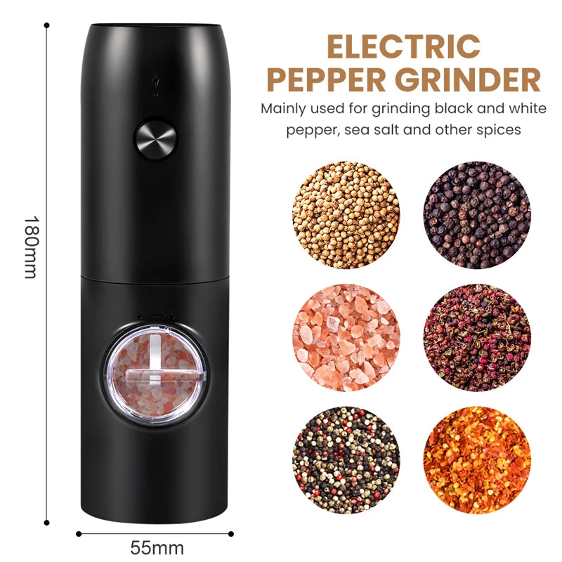 Rechargeable USB Electric Automatic Salt and Pepper Grinder Set Gravity Spice Mill Adjustable Spices Grinder Kitchen Tools