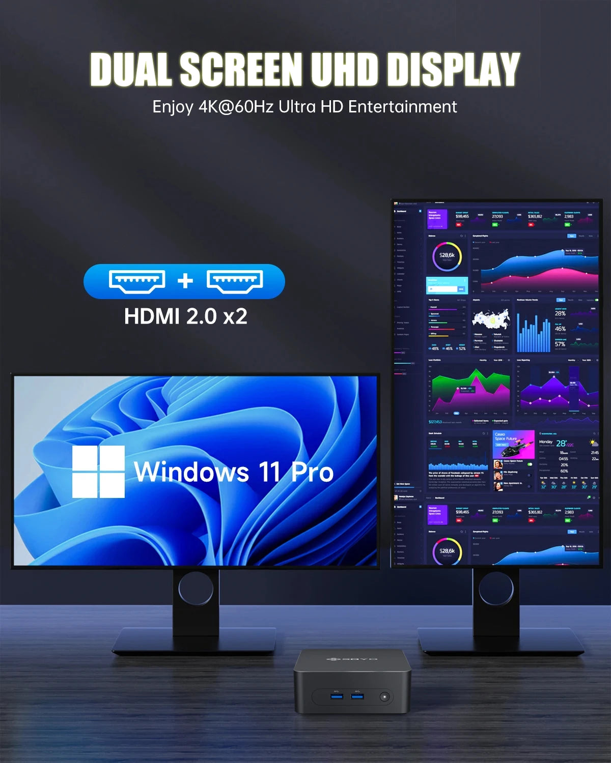 SOYO M2 PLUS 2 Mini PC Intel Alder Lake N100 Windows 11 Pro MiniPC 16GB DDR4 512GB PCIe M.2 SSD WiFi 5 BT5.0 Desktop Computer