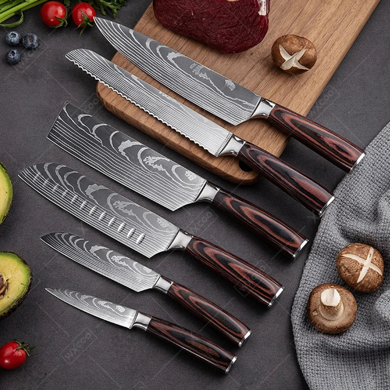 Professiona Japanese Chef Knife Kitchen Knives Santoku Slicing Utility Bread Meat Cleaver Butcher Stainless Steel Cooking Knife