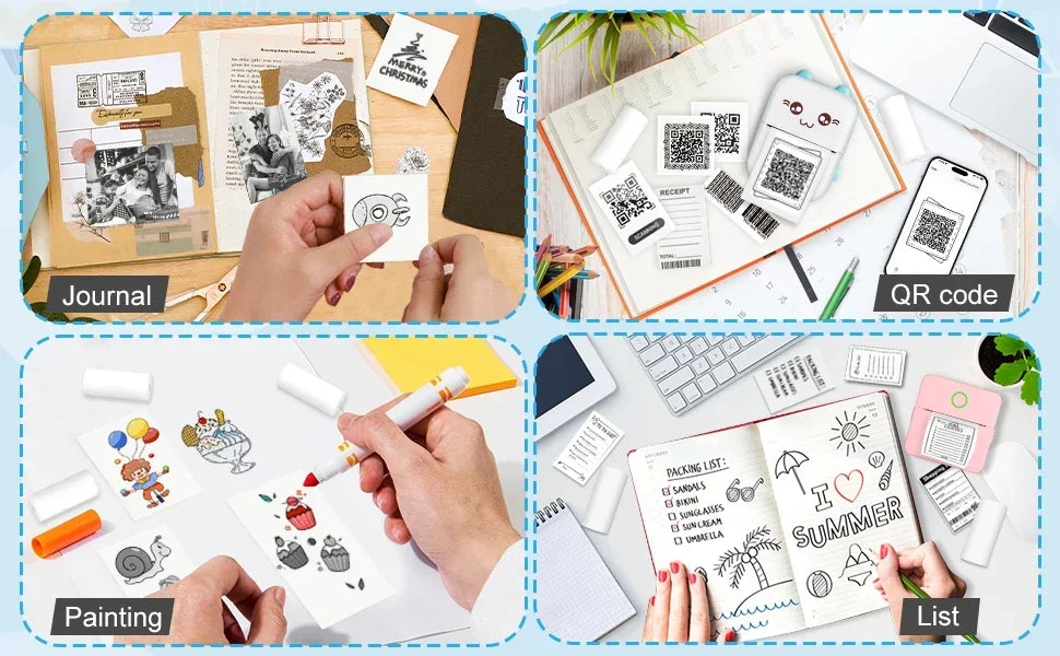 Mini Portable Printer Thermal Paper HD 57*25mm Universal Self-adhesive Roll Paper Label Sticker For Phone Printing Picture Photo