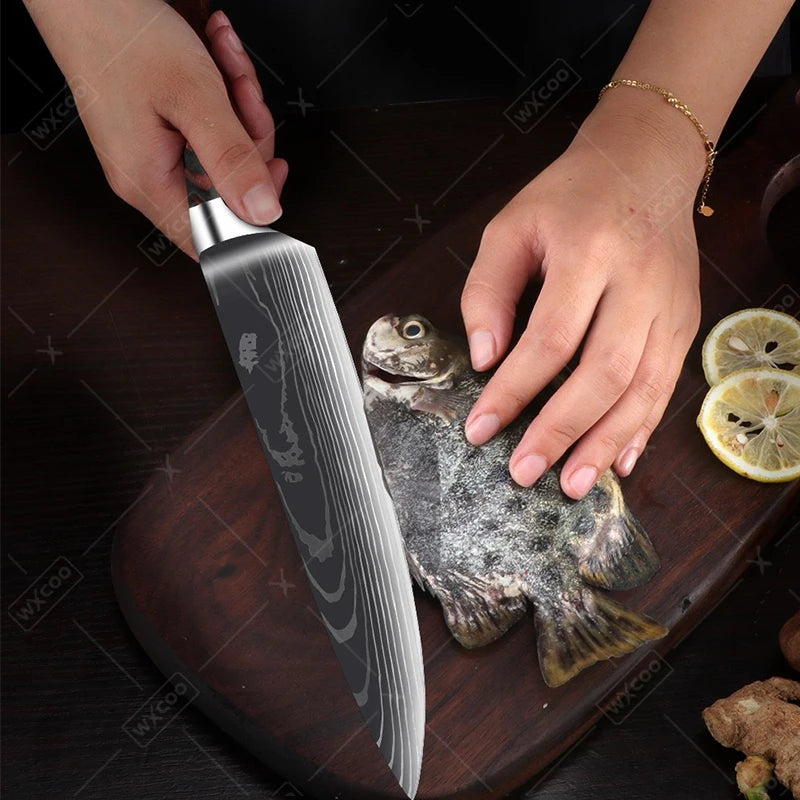 Professiona Japanese Chef Knife Kitchen Knives Santoku Slicing Utility Bread Meat Cleaver Butcher Stainless Steel Cooking Knife