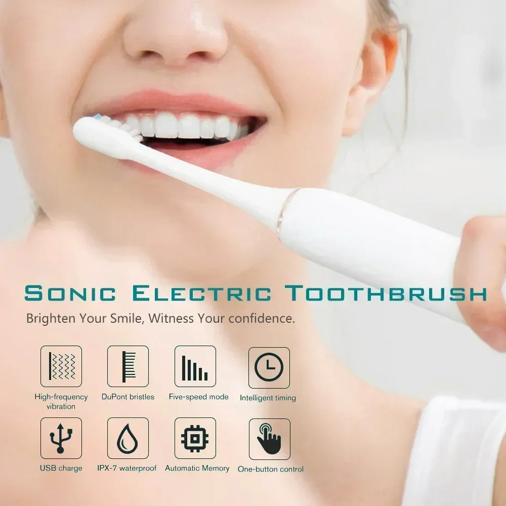 Electric Ultrasonic Toothbrush Six Speed Mode Home Soft Hair USB Charging Waterproof Adult Tooth Cleaner Automatic Couple Set
