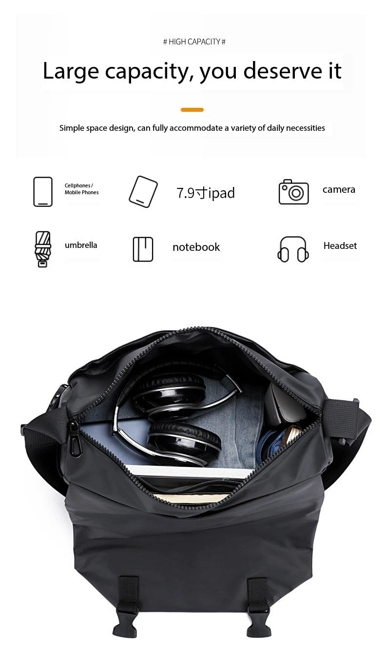 Men Motorcycle Cycling Messenger Bags Waterproof Big Crossbody Shoulder Bag Personalized Hip Hop Street Travel Cross Bag Male
