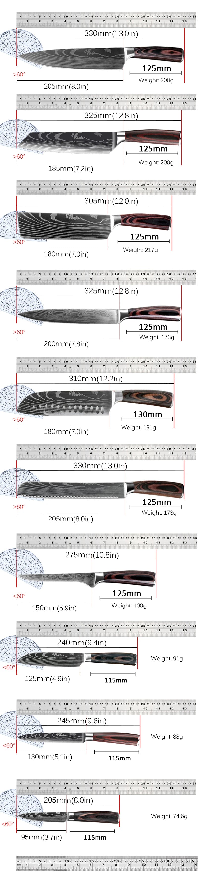 Professiona Japanese Chef Knife Kitchen Knives Santoku Slicing Utility Bread Meat Cleaver Butcher Stainless Steel Cooking Knife