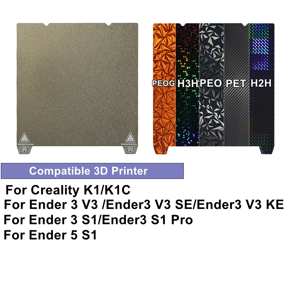 For Ender 3 V3 SE Build Plate Texture Pei Spring Steel 235x235mm Smooth PEY PET PEO Sheet For Creality K1/ Ender3 V3-KE/S1 Pro