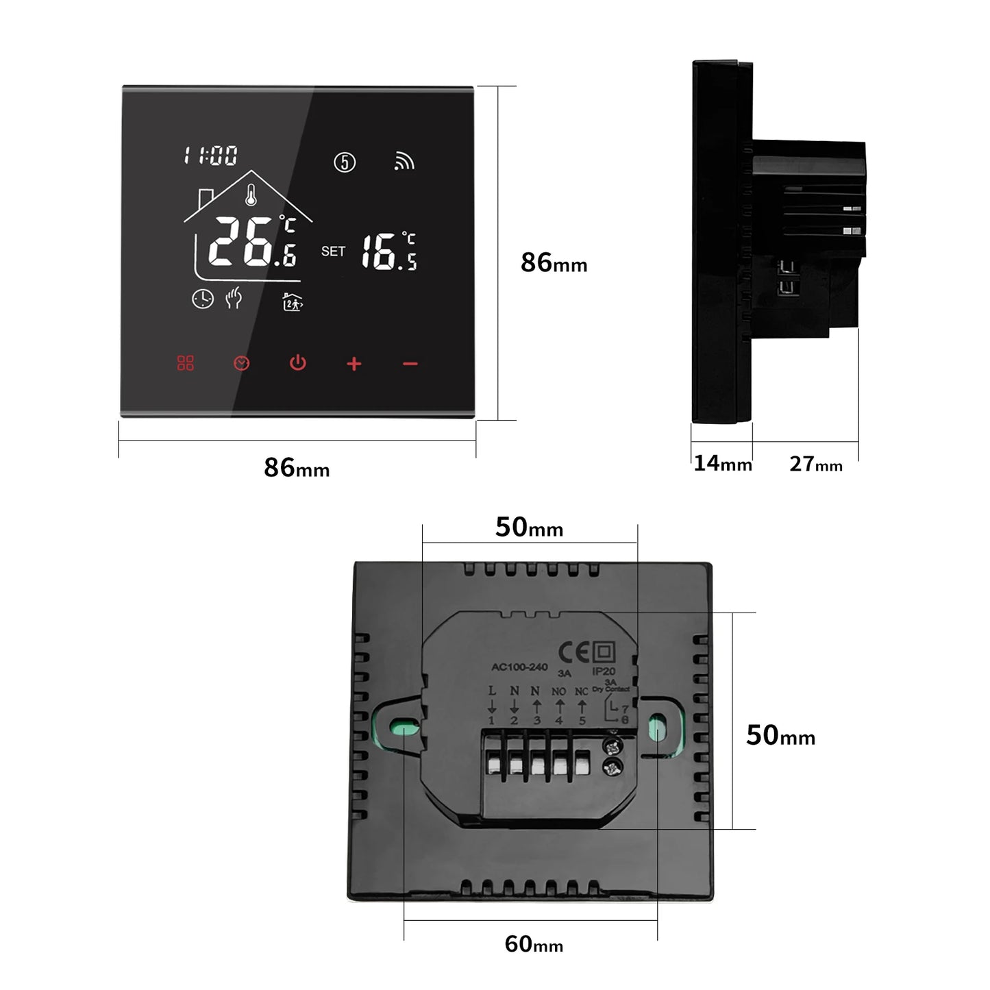 MINCO HEAT M4A Warm Floor Thermostat Tuya WiFi 3A 16A Electric/Gas Boiler/Water Heating Temperature Controller 1PC