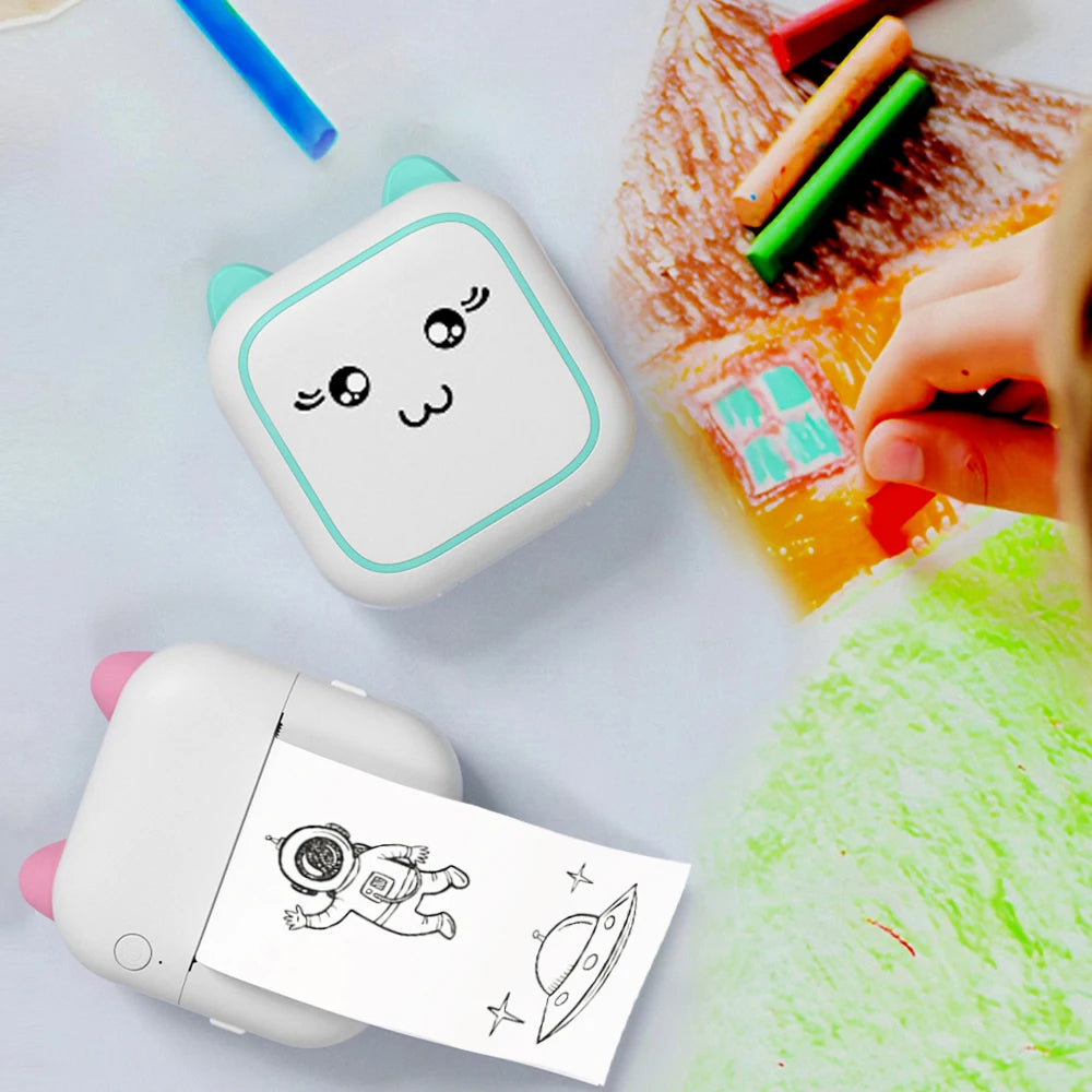 Portable Mini Printer, Wireless Photo Printer ,Ink-Free Thermal Printing For Notes Photos Memos For Android IOS