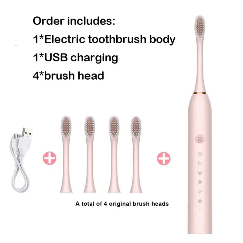 Electric Ultrasonic Toothbrush Six Speed Mode Home Soft Hair USB Charging Waterproof Adult Tooth Cleaner Automatic Couple Set